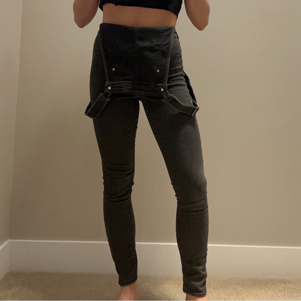 Black skinny overalls. Size 4